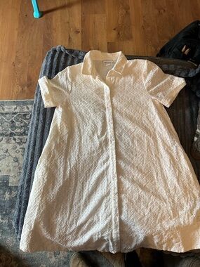 Lisa Marie Fernandez White Eyelet Mini Shirt Dress